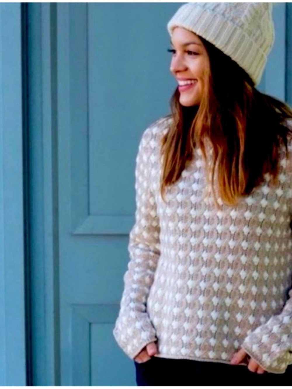 Sleeping on Snow Popocorn Knit Sweater in Beige & Light Cream Size S